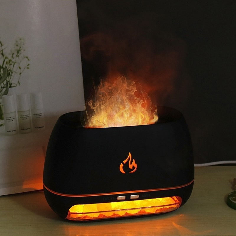 Himalayan Salt Rock Lamp Diffuser with LED Flame Effect and Humidifier