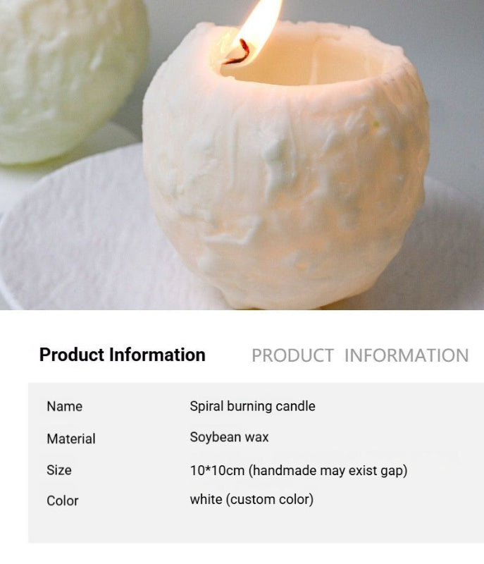 Handcrafted Spiral Soy Candle White Natural Wax Minimalist Home Decor