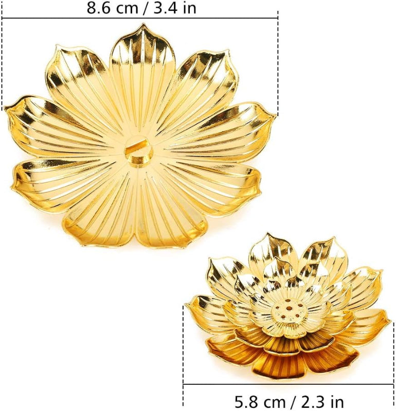 Lotus Incense Burner Gold Zinc Alloy for Stick Cone Coil Aromatherapy
