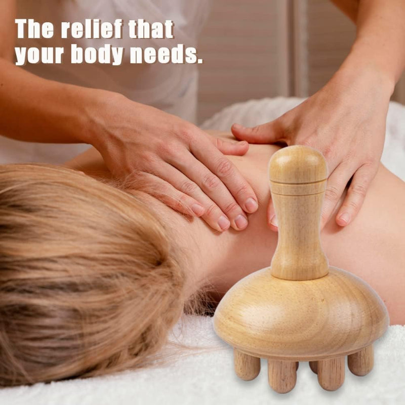 Wooden Mushroom Massager Wood Therapy Tool Anti Cellulite Lymphatic Drainage Body Massage