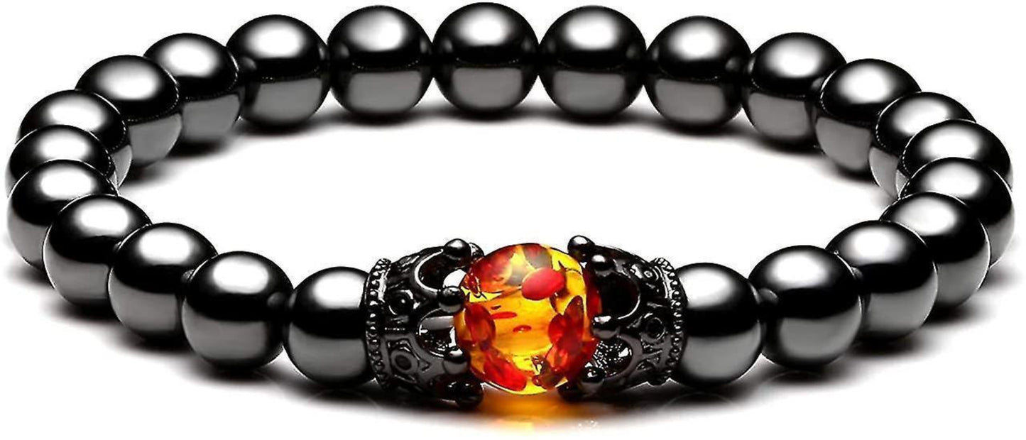 Triple Protection Gemstone Bracelet 10mm Tiger Eye Hematite Black Obsidian Elastic