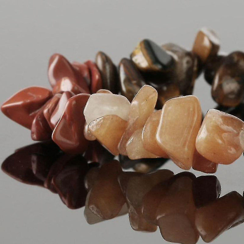 Natural Stone 7 Chakra Chip Beads Healing Crystal Bracelet Adjustable 8mm Unisex