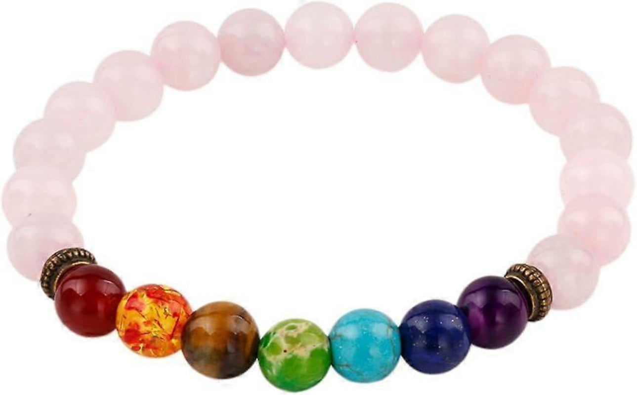 Unisex 7 Chakra Healing Bracelet 8mm Beads Gift for Yoga Meditation and Stress Relief