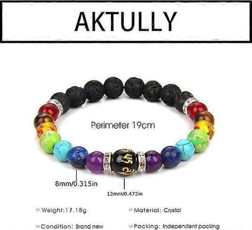 8mm Chakra Bracelet for Women Lava Rock 7 Chakras Natural Stone Beads Stretch Anxiety Relief
