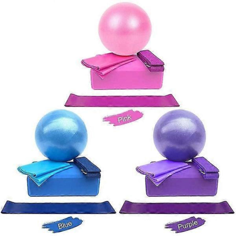 5pc Yoga Set Yoga Ball Block Elastic Band Stretch Band Resistance Circle Home Gym Kit