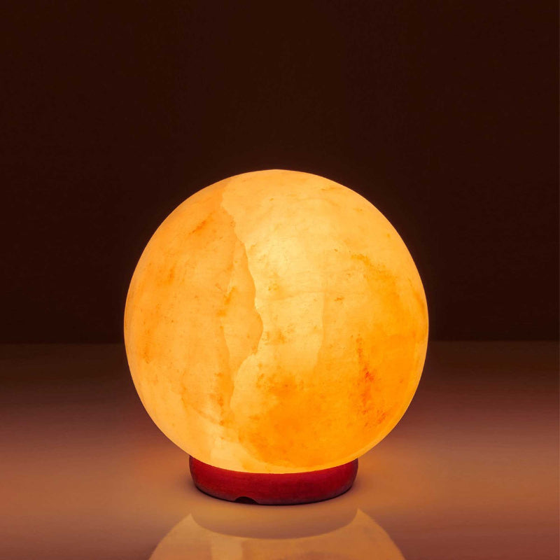6.5 Inch Himalayan Pink Salt Sphere Lamp 5kg Wooden Base 12V 12W E14 Bulb Included