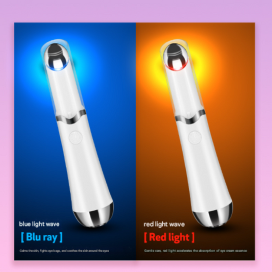 Pink Sonic Eye & Lip Massager – Heated Vibrating Wand with Red & Blue Light Therapy for Puffiness & Wrinkles