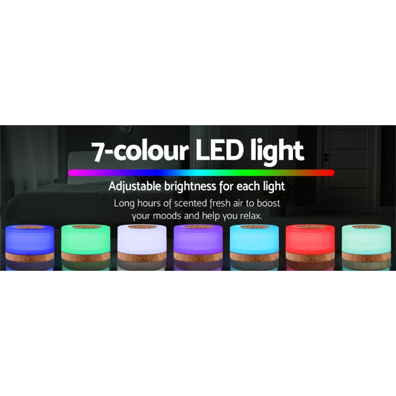 Ultrasonic Aroma Diffuser – Light Wood Aromatherapy Humidifier with LED & Remote