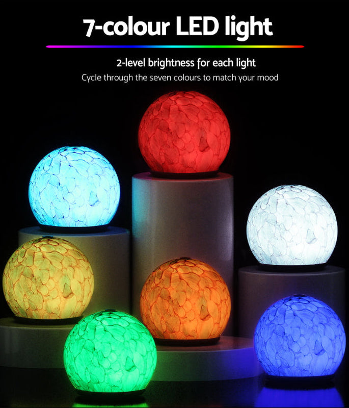 Ultrasonic Glass Aroma Diffuser 240ml with 7‑Colour LED and Timer