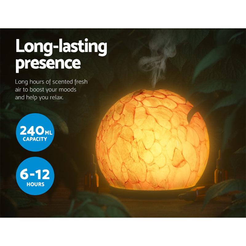 Ultrasonic Glass Aroma Diffuser 240ml with 7‑Colour LED and Timer
