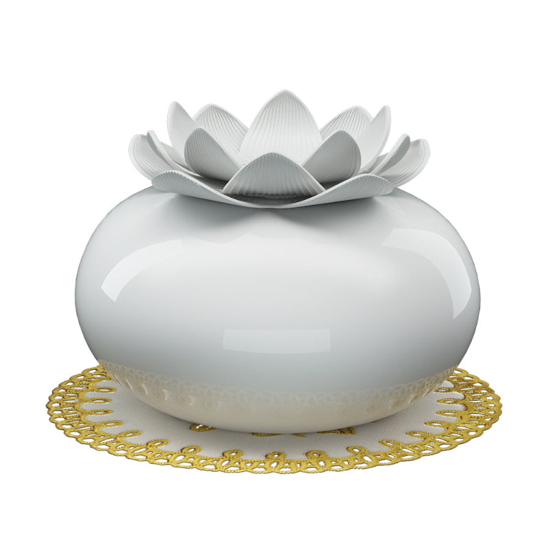 White Ceramic Lotus Ultrasonic Aroma Diffuser 200ml – Humidifier & Purifier