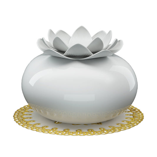 White Ceramic Lotus Ultrasonic Aroma Diffuser 200ml – Humidifier & Purifier
