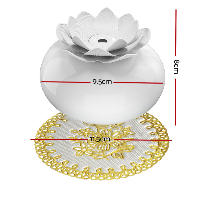 White Ceramic Lotus Ultrasonic Aroma Diffuser 200ml – Humidifier & Purifier