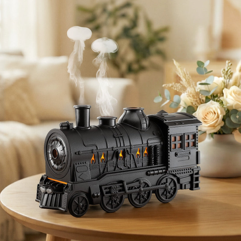 Vintage Train Aroma Diffuser 300ml Humidifier with LED Lights and Timer