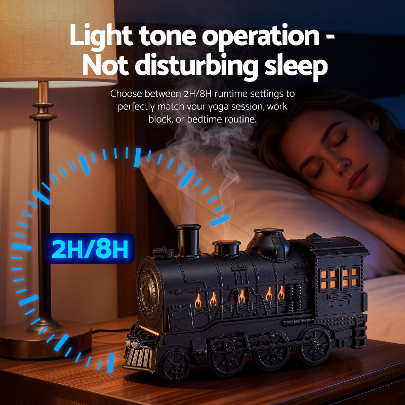 Vintage Train Aroma Diffuser 300ml Humidifier with LED Lights and Timer