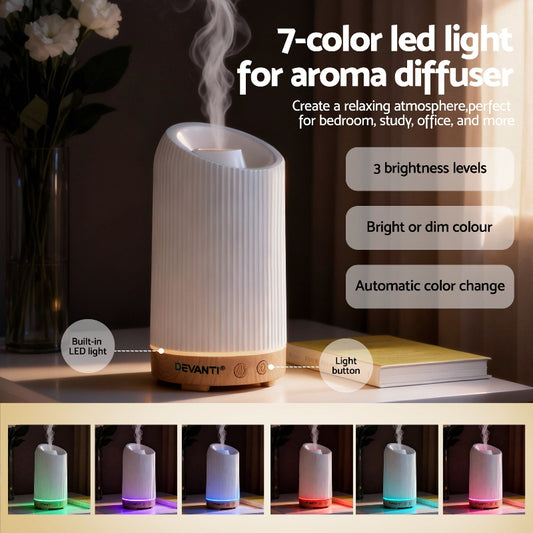 Ultrasonic Aroma Diffuser 200ml with Mist Modes and LED Lighting