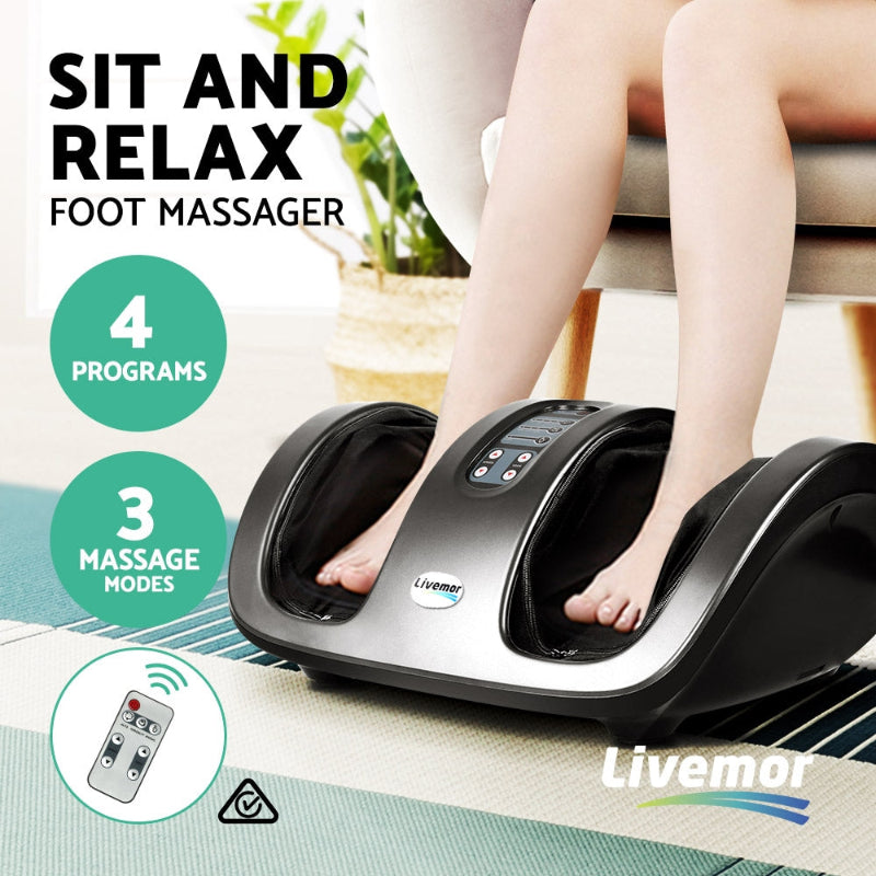 Grey Foot Massager Shiatsu Electric Roller Kneading Foot & Leg Massager Pain Relief