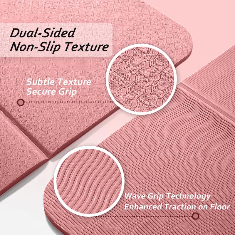 Foldable TPE Yoga Mat Black 6‑Panel Dual‑Sided Non‑Slip Lightweight Travel Pilates Mat