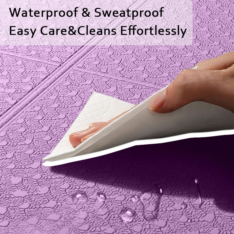 Compact Foldable Yoga Mat Purple 30x30x6cm Portable 6‑Fold Eco‑Friendly TPE Mat for Travel