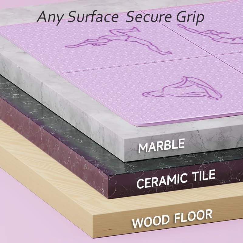Compact Foldable Yoga Mat Purple 30x30x6cm Portable 6‑Fold Eco‑Friendly TPE Mat for Travel