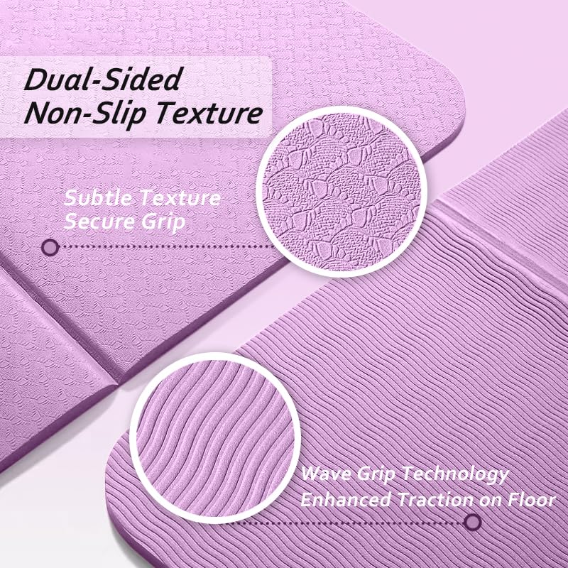 Compact Foldable Yoga Mat Purple 30x30x6cm Portable 6‑Fold Eco‑Friendly TPE Mat for Travel