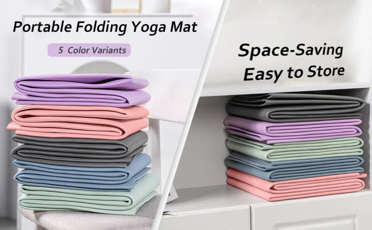 Compact Foldable Yoga Mat Purple 30x30x6cm Portable 6‑Fold Eco‑Friendly TPE Mat for Travel