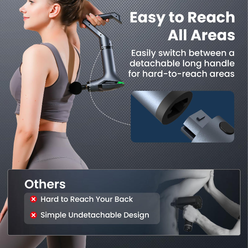 Black 3-in-1 Massage Gun Deep Tissue 12 Speed Percussion Massager with Handle & Back Strap USB-C