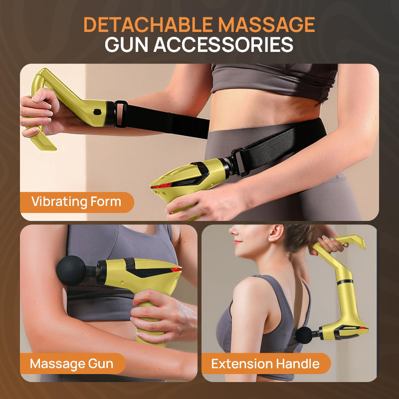 3-in-1 Massage Gun Deep Tissue 12 Speed Percussion Massager with Handle & Back Strap USB-C