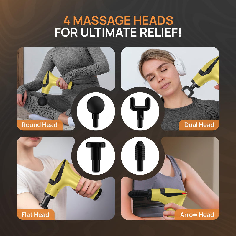 3-in-1 Massage Gun Deep Tissue 12 Speed Percussion Massager with Handle & Back Strap USB-C