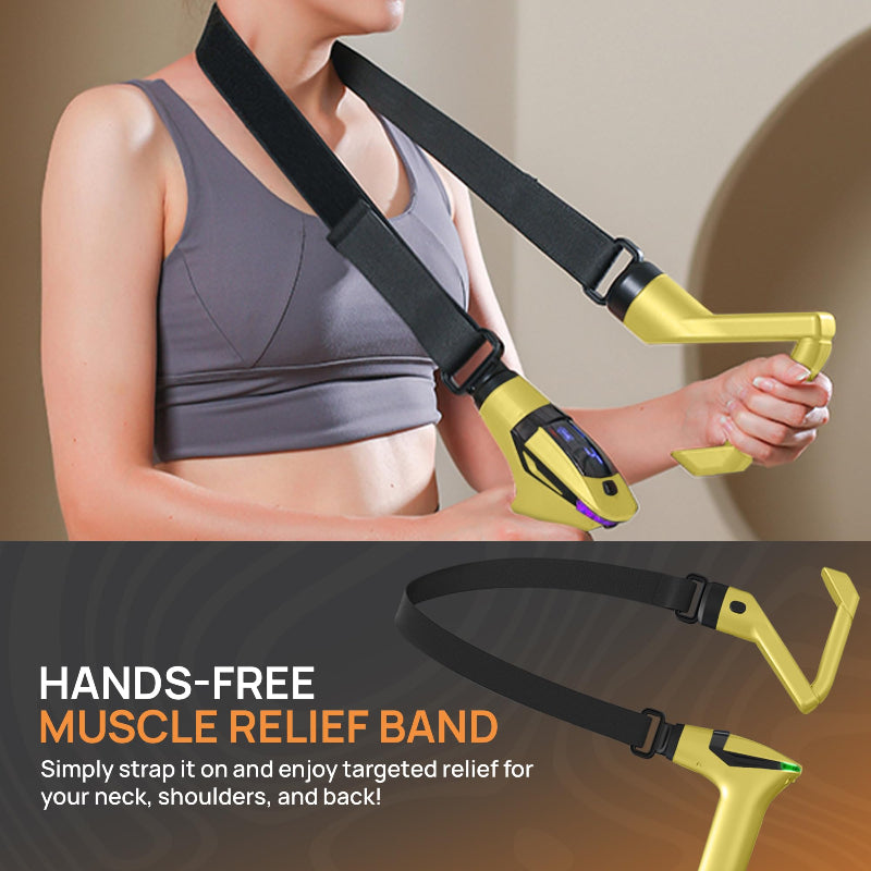 3-in-1 Massage Gun Deep Tissue 12 Speed Percussion Massager with Handle & Back Strap USB-C