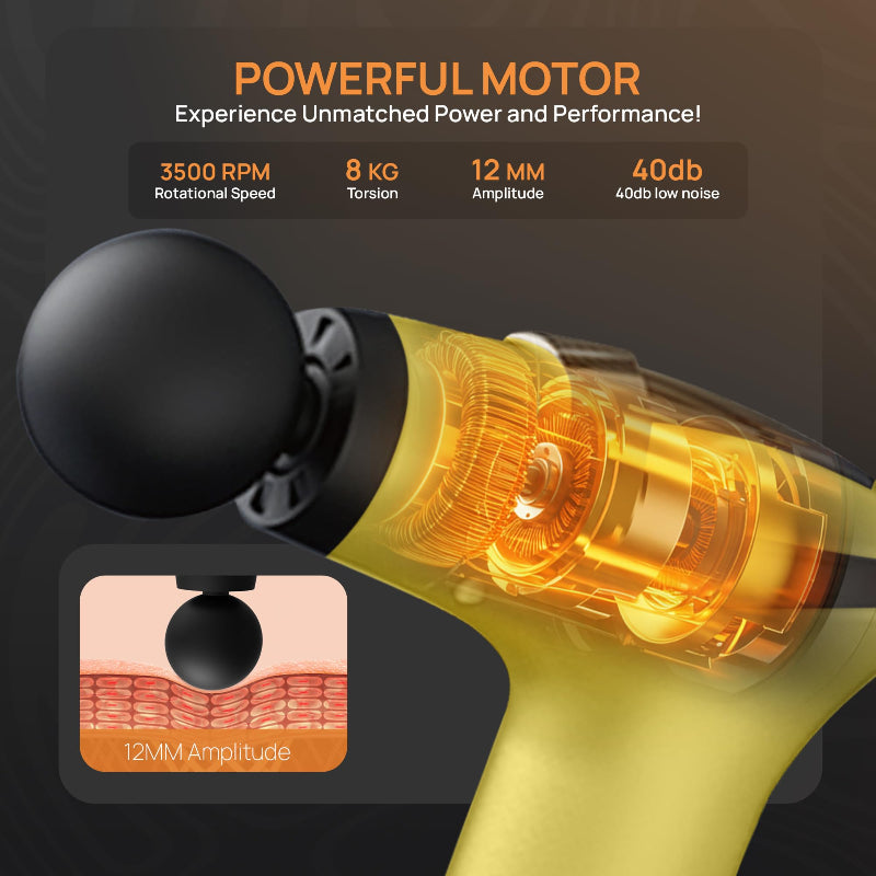 3-in-1 Massage Gun Deep Tissue 12 Speed Percussion Massager with Handle & Back Strap USB-C