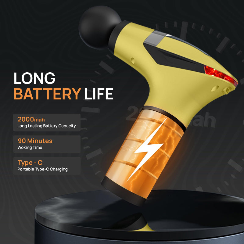3-in-1 Massage Gun Deep Tissue 12 Speed Percussion Massager with Handle & Back Strap USB-C