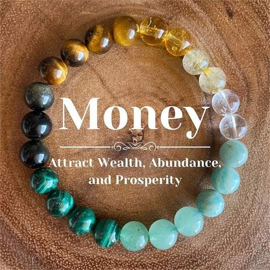8mm Natural Stone Wealth Bracelet Tiger Eye Citrine Malachite Aquamarine Black Obsidian Stretch