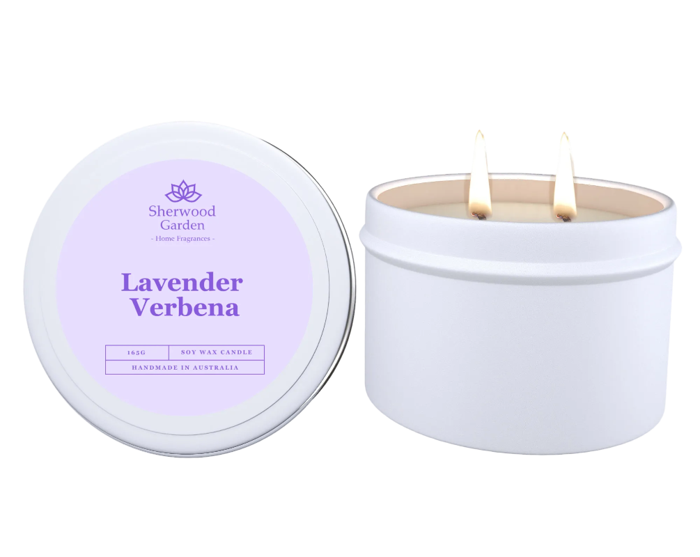 Lavender Verbena Soy Candle 165g Handmade in Australia Aromatherapy Tin