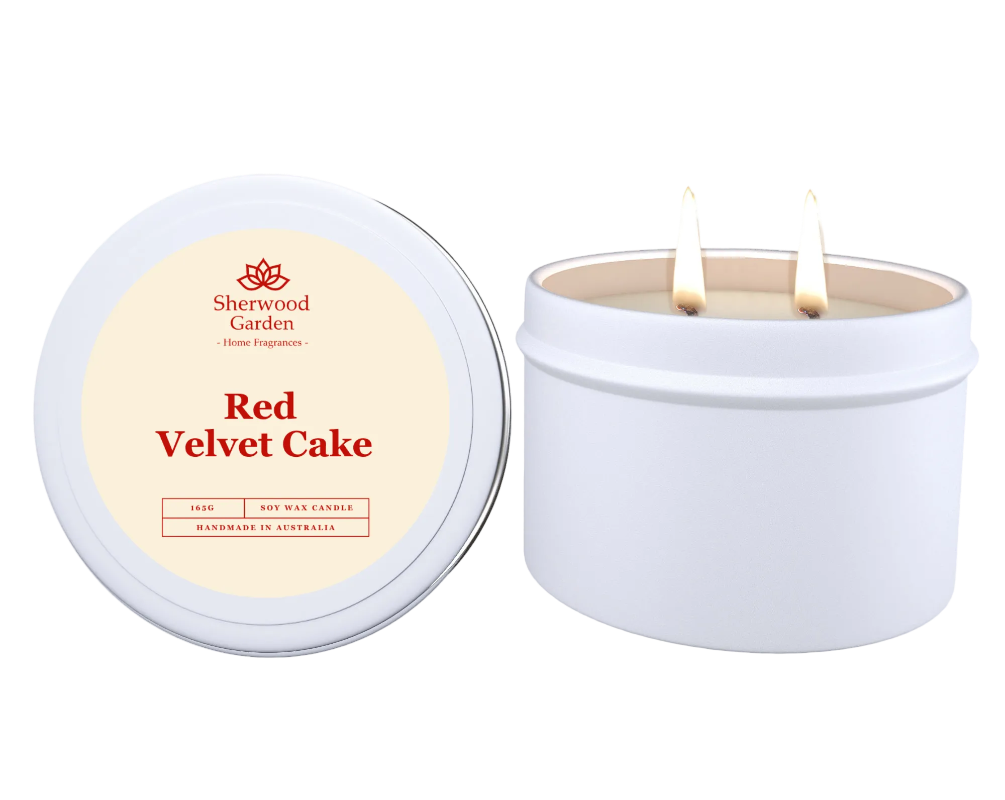 Red Velvet Cake Soy Candle Tin 165g Handmade Sydney Soy Wax Buttercream Frosting Vanilla