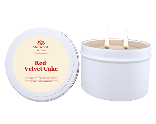 Red Velvet Cake Soy Candle Tin 165g Handmade Sydney Soy Wax Buttercream Frosting Vanilla