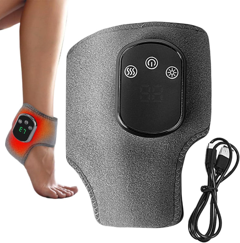 Grey EMS Heated Foot Massager Electric Ankle & Foot Therapy for Circulation Pain Relief Rechargeable