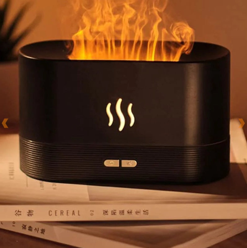 Aroma Diffuser Flame Effect Ultrasonic Humidifier 4 in 1 Aromatherapy Night Light