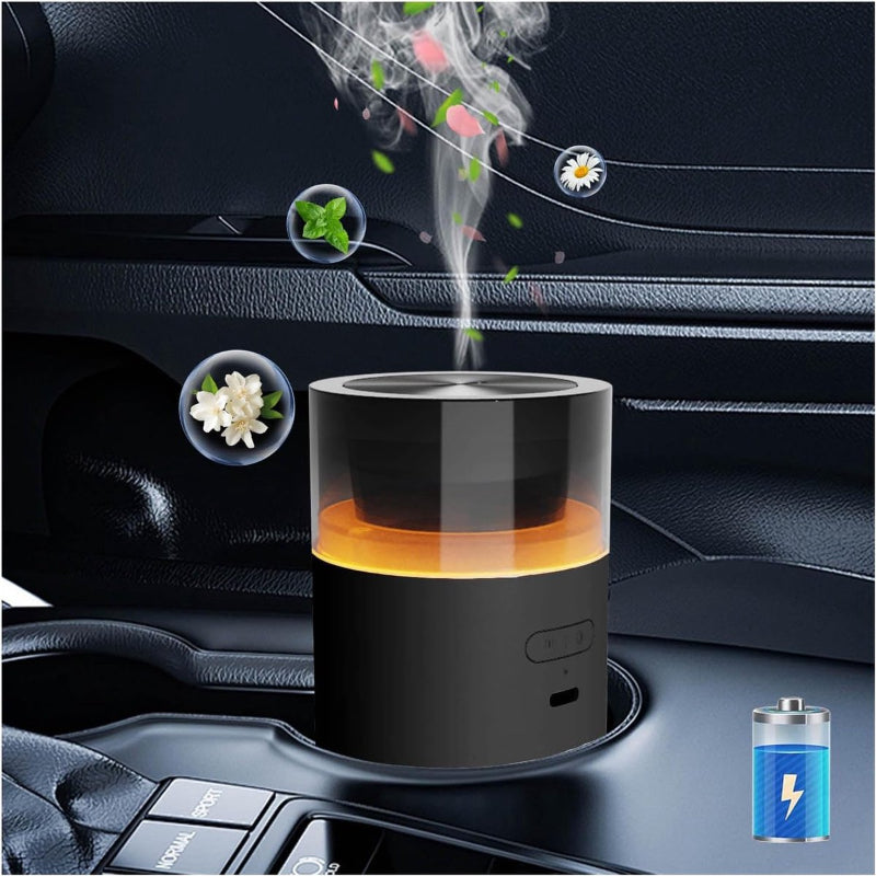 Essential Oil Diffuser Black Portable Humidifier Auto On Off Memory Function 8‑Color Light 100ml