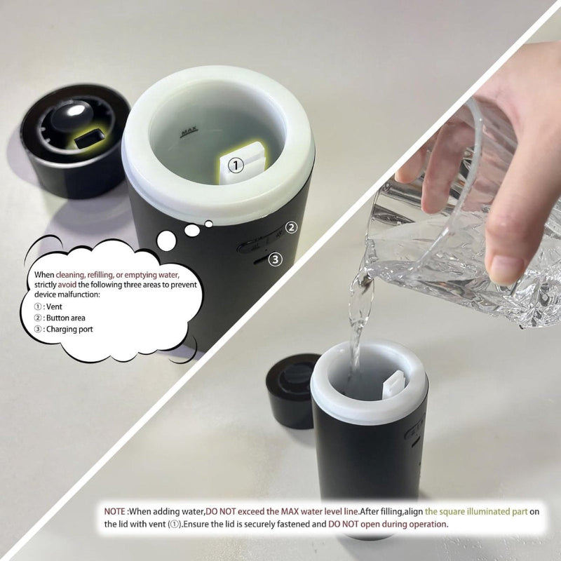 Essential Oil Diffuser Black Portable Humidifier Auto On Off Memory Function 8‑Color Light 100ml