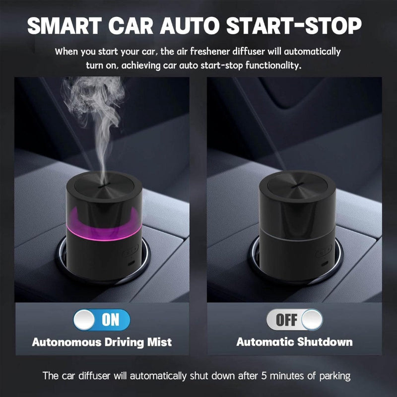 Essential Oil Diffuser Black Portable Humidifier Auto On Off Memory Function 8‑Color Light 100ml
