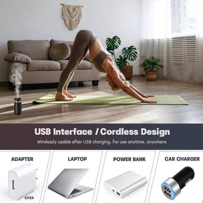 Essential Oil Diffuser Black Portable Humidifier Auto On Off Memory Function 8‑Color Light 100ml