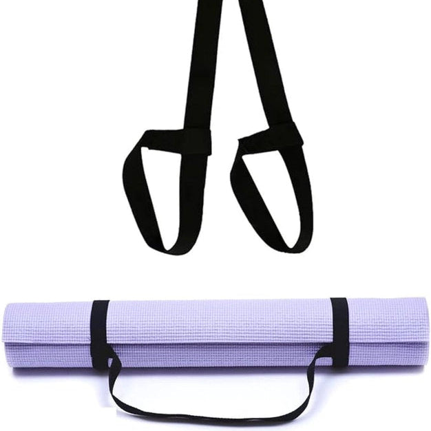 Black Yoga Mat Carry Strap for Extra Thick Mats Lightweight Breathable Cotton with D‑Ring