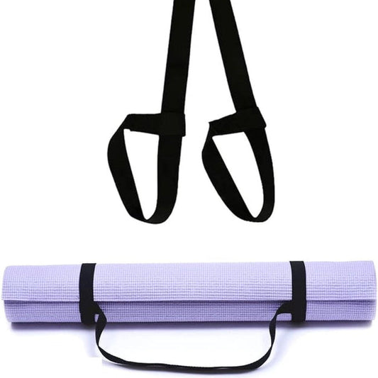 Black Yoga Mat Carry Strap for Extra Thick Mats Lightweight Breathable Cotton with D‑Ring