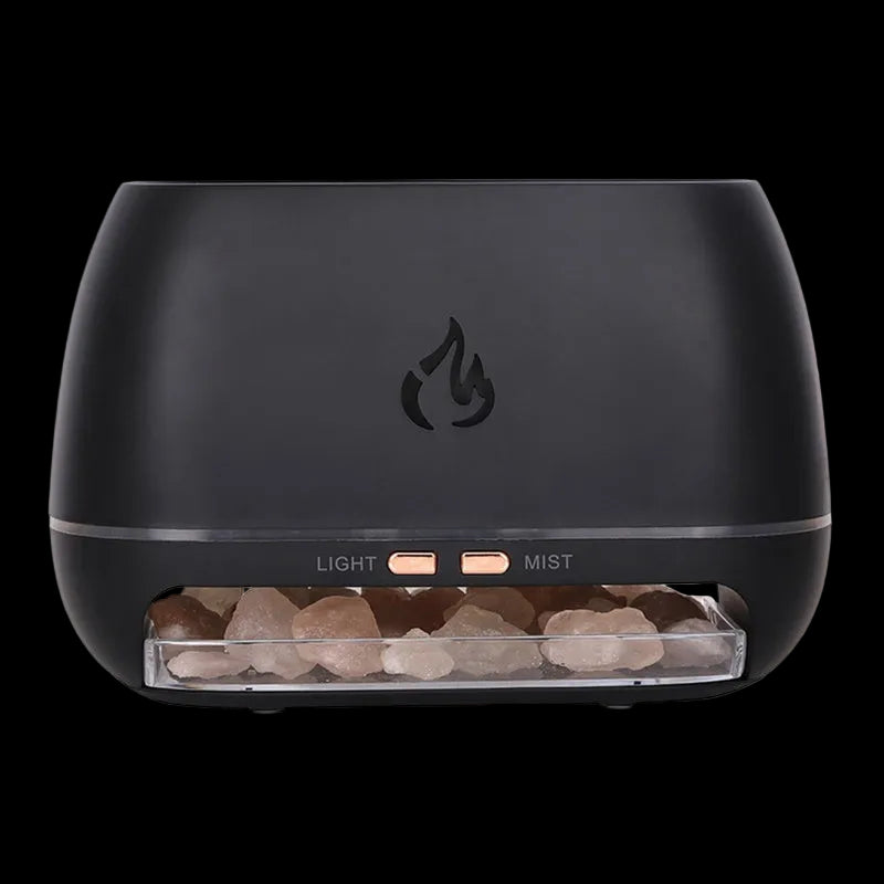 Himalayan Salt Rock Lamp Diffuser with LED Flame Effect and Humidifier