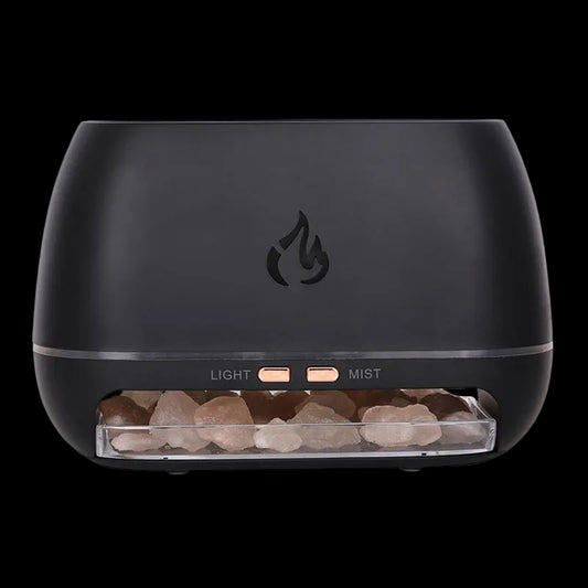 Himalayan Salt Rock Lamp Diffuser with LED Flame Effect and Humidifier