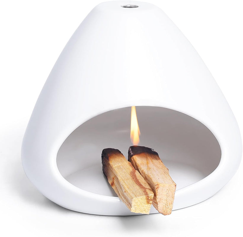 White Ceramic Incense Burner Palo Santo Holder for Meditation Yoga Energy Cleansing