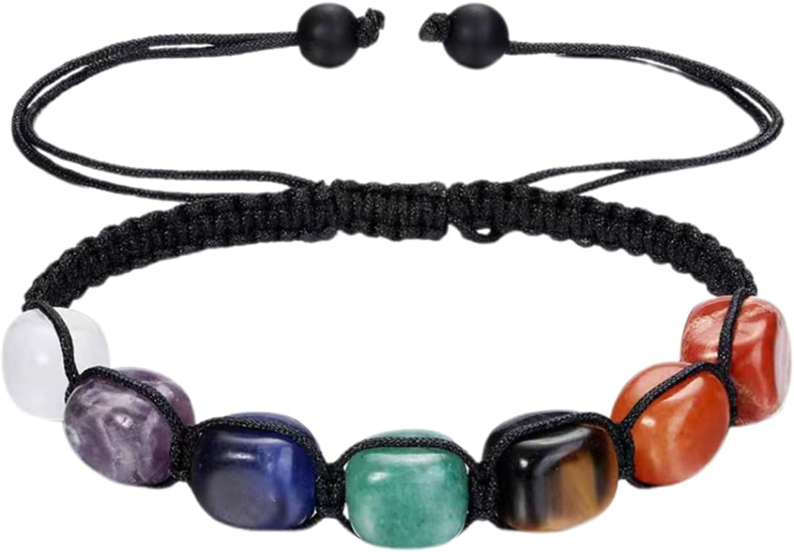 7 Chakra Healing Bracelet Adjustable Braided Natural Gemstone Beads Clear Quartz Amethyst Sodalite