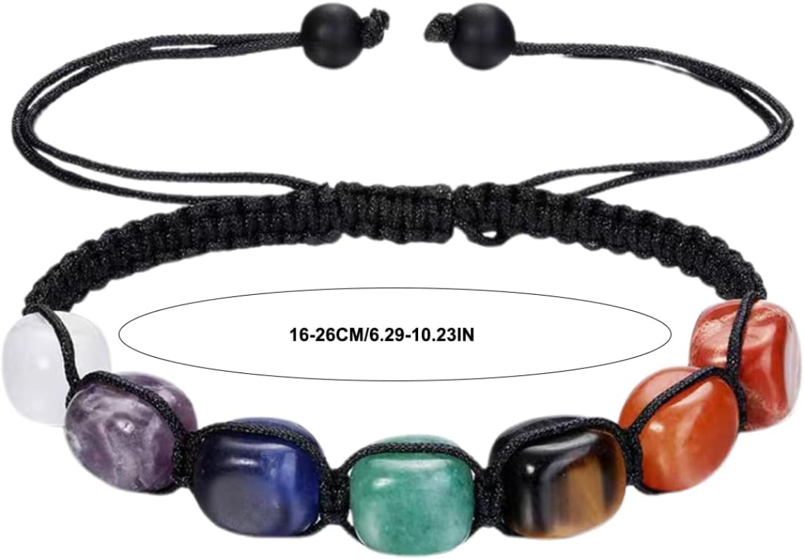 7 Chakra Healing Bracelet Adjustable Braided Natural Gemstone Beads Clear Quartz Amethyst Sodalite