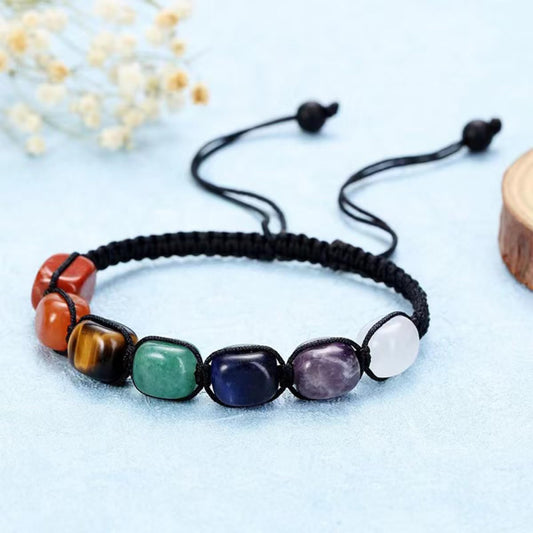 7 Chakra Healing Bracelet Adjustable Braided Natural Gemstone Beads Clear Quartz Amethyst Sodalite